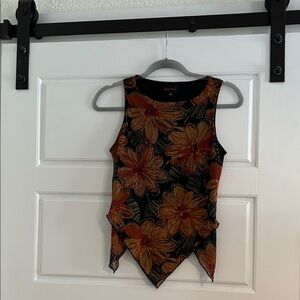 HeartSoul Floral Tank Top - Black and Orange